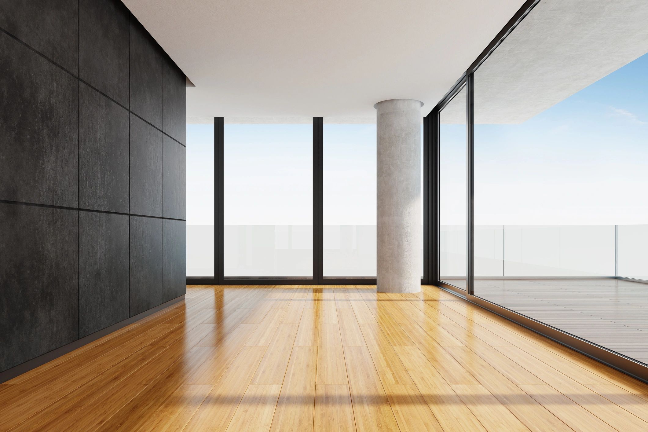Modern interior space with large windows and premium finishes