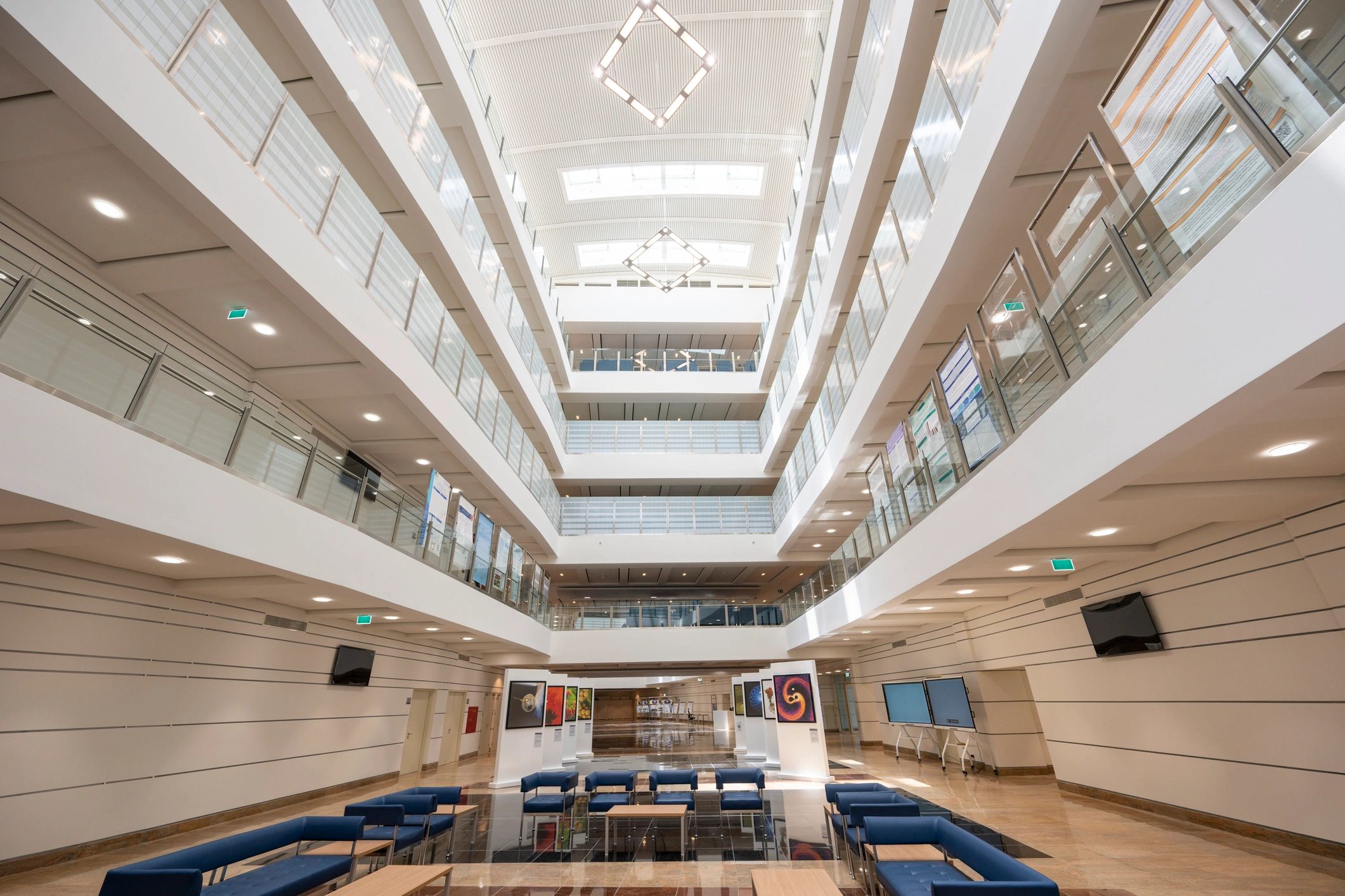 Bright modern office lobby and communal area